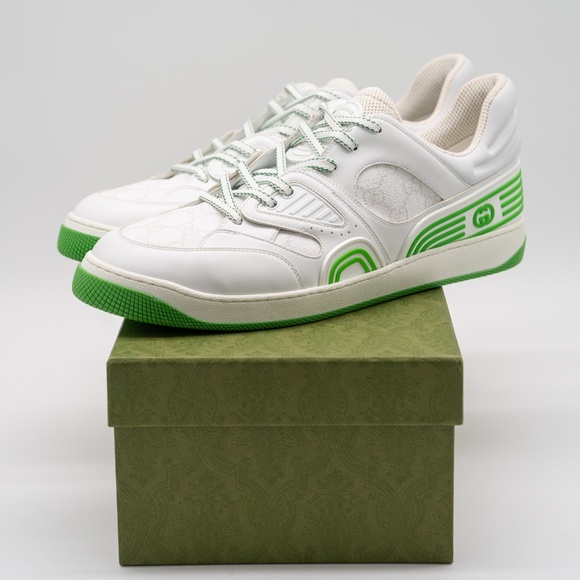 Size 13.5G 14 US Gucci Basket Low White Demetra Green Sneakers GG - Picture 13 of 13